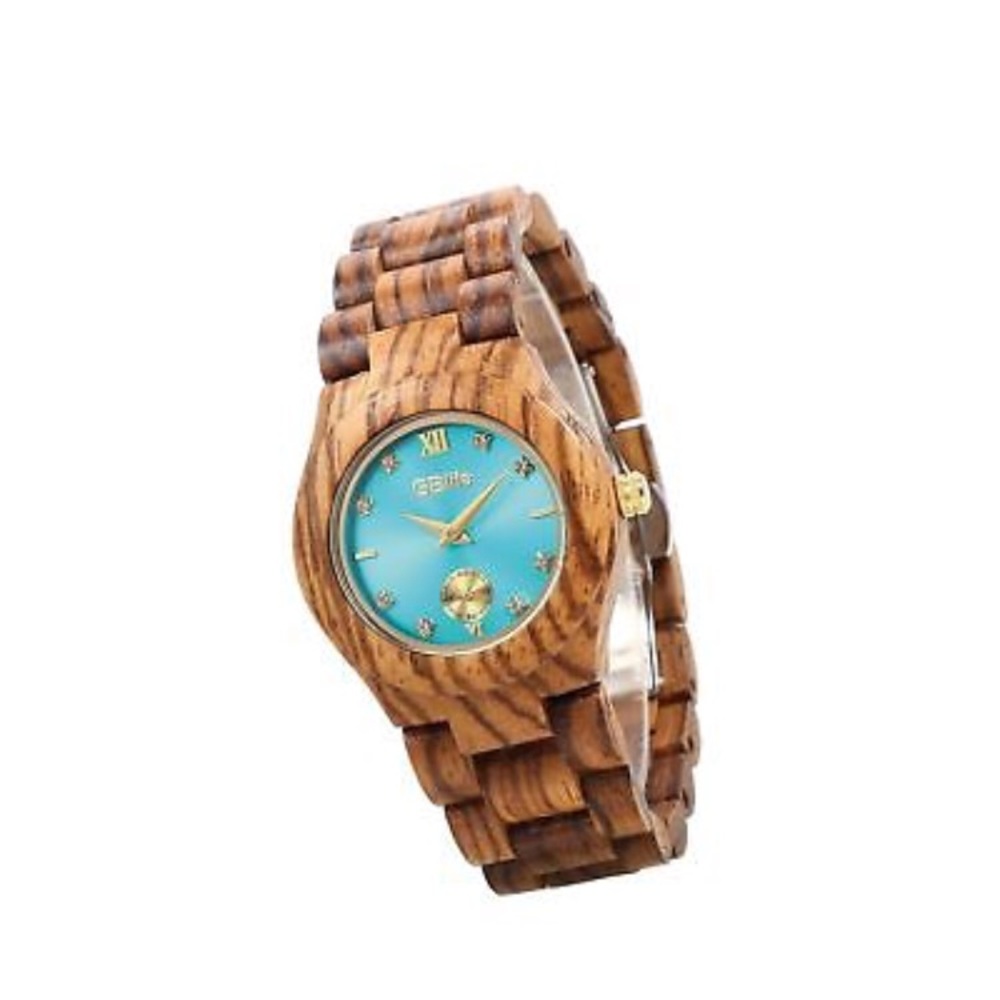 Handmade Wooden Women’s Quartz Watch Turquoise